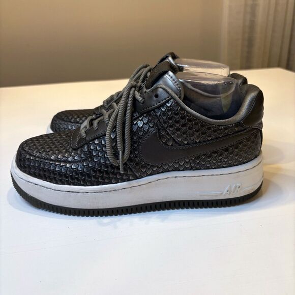 Nike Women's AF1 Air Force 1 Upstep Metallic Silver Snake Skin 917590-003 Size 8 - Picture 4 of 9